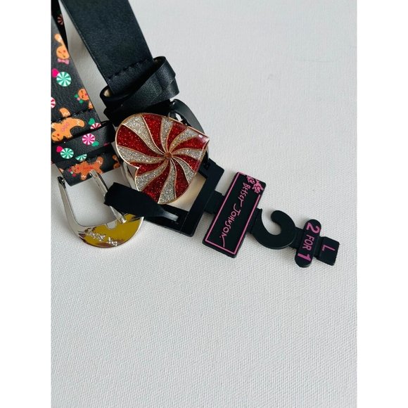 Betsey Johnson Set of 2 Gingerbread & Stripe Heart Buckle Belt ( L ) - Picture 2 of 2